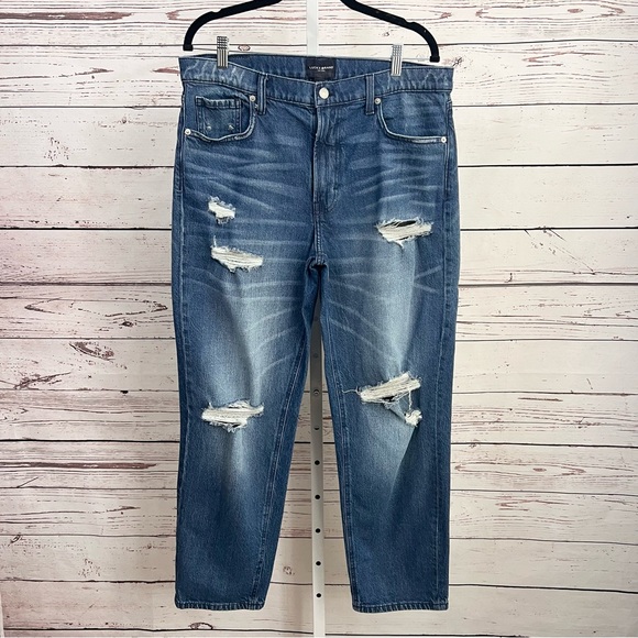 Lucky Brand Blue Boy Mid-Rise Relaxed Straight Leg Distressed Jeans Size 12/31 - Picture 4 of 13